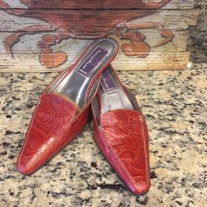 Italian embossed leather beautiful slides! 7